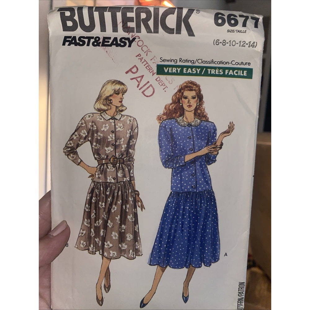 Vintage Butterick 6677 Dress Sewing Pattern Size 6-14 Uncut Fast & Easy